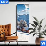 Leuchtbild Winteridylle In Den Bergen Schmal Produktvorschau mit dem Bild Winteridylle in den Bergen im Format Schmal.