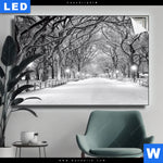 Leuchtbild Wintermorgen Im Central Park Querformat Produktvorschau mit dem Bild Wintermorgen im Central Park im Format Querformat.