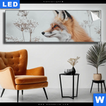 Leuchtbild Winterstille Der Fuchs Panorama Produktvorschau mit dem Bild Winterstille - Der Fuchs im Format Panorama.