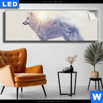 Leuchtbild Wolf Wald No 1 Panorama Produktvorschau mit dem Bild Wolf & Wald No.1 im Format Panorama.