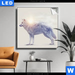 Leuchtbild Wolf Wald No 1 Quadrat Produktvorschau mit dem Bild Wolf & Wald No.1 im Format Quadrat.