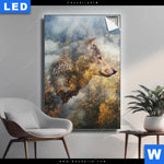 Leuchtbild Wolf Wald No 2 Hochformat Produktvorschau mit dem Bild Wolf & Wald No.2 im Format Hochformat.