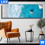 Leuchtbild Yacht Im Meer Panorama Produktvorschau mit dem Bild Yacht im Meer im Format Panorama.
