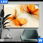 Leuchtbild Zarte Blueten In Orange Querformat Produktvorschau mit dem Bild Zarte Blüten in Orange im Format Querformat.