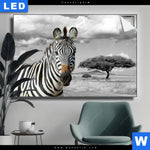 Leuchtbild Zebra In Afrika Querformat Produktvorschau mit dem Bild Zebra in Afrika im Format Querformat.