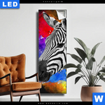 Leuchtbild Zebra Pop Art No 1 Schmal Produktvorschau mit dem Bild Zebra Pop Art No.1 im Format Schmal.