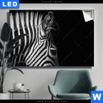 Leuchtbild Zebra Schwarzweiss Querformat Produktvorschau mit dem Bild Zebra Schwarzweiß im Format Querformat.
