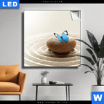 Leuchtbild Zen Stein Mit Schmetterling Quadrat Produktvorschau mit dem Bild Zen Stein mit Schmetterling im Format Quadrat.
