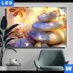 Leuchtbild Zen Steine Im Licht Querformat Produktvorschau mit dem Bild Zen-Steine im Licht im Format Querformat.