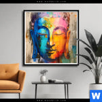 Poster Abstraktes Buddha Gesicht Quadrat Produktvorschau mit dem Bild Abstraktes Buddha-Gesicht im Format Quadrat.