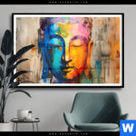 Poster Abstraktes Buddha Gesicht Querformat Produktvorschau mit dem Bild Abstraktes Buddha-Gesicht im Format Querformat.