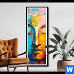 Poster Abstraktes Buddha Gesicht Schmal Produktvorschau mit dem Bild Abstraktes Buddha-Gesicht im Format Schmal.