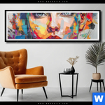 Poster Abstraktes Frauenportraet Aurora Panorama Produktvorschau mit dem Bild Abstraktes Frauenporträt Aurora im Format Panorama.