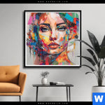 Poster Abstraktes Frauenportraet Aurora Quadrat Produktvorschau mit dem Bild Abstraktes Frauenporträt Aurora im Format Quadrat.