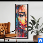 Poster Abstraktes Frauenportraet Aurora Schmal Produktvorschau mit dem Bild Abstraktes Frauenporträt Aurora im Format Schmal.