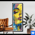 Poster Abstraktes Frauenportraet Gloria Schmal Produktvorschau mit dem Bild Abstraktes Frauenporträt Gloria im Format Schmal.