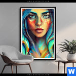 Poster Abstraktes Frauenportraet Hydra Hochformat Produktvorschau mit dem Bild Abstraktes Frauenporträt Hydra im Format Hochformat.