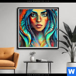 Poster Abstraktes Frauenportraet Hydra Quadrat Produktvorschau mit dem Bild Abstraktes Frauenporträt Hydra im Format Quadrat.