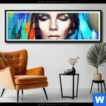 Poster Abstraktes Frauenportraet Scarlett Panorama Produktvorschau mit dem Bild Abstraktes Frauenporträt Scarlett im Format Panorama.