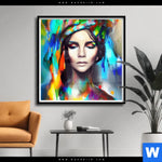 Poster Abstraktes Frauenportraet Scarlett Quadrat Produktvorschau mit dem Bild Abstraktes Frauenporträt Scarlett im Format Quadrat.