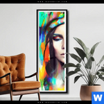 Poster Abstraktes Frauenportraet Scarlett Schmal Produktvorschau mit dem Bild Abstraktes Frauenporträt Scarlett im Format Schmal.
