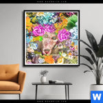Poster Aeffchen Blumen Quadrat Produktvorschau mit dem Bild Äffchen & Blumen im Format Quadrat.