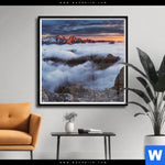 Poster Alpen Im Nebel Quadrat Produktvorschau mit dem Bild Alpen im Nebel im Format Quadrat.