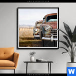 Poster Alte Rostige Autos Quadrat Produktvorschau mit dem Bild Alte rostige Autos im Format Quadrat.