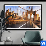 Poster Beruehmte Brooklyn Bridge Querformat Produktvorschau mit dem Bild Berühmte Brooklyn Bridge im Format Querformat.