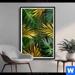 Poster Blaetter Gold Gruen Hochformat Produktvorschau mit dem Bild Blätter Gold Grün im Format Hochformat.
