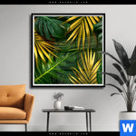 Poster Blaetter Gold Gruen Quadrat Produktvorschau mit dem Bild Blätter Gold Grün im Format Quadrat.