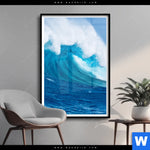 Poster Blaue Welle Im Meer Hochformat Produktvorschau mit dem Bild Blaue Welle im Meer im Format Hochformat.