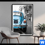 Poster Blauer Oldtimer Hochformat Produktvorschau mit dem Bild Blauer Oldtimer im Format Hochformat.