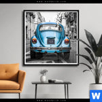 Poster Blauer Oldtimer Quadrat Produktvorschau mit dem Bild Blauer Oldtimer im Format Quadrat.