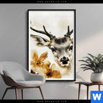 Poster Bluetenpracht Trifft Geweih Hochformat Produktvorschau mit dem Bild Blütenpracht trifft Geweih im Format Hochformat.