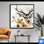 Poster Bluetenpracht Trifft Geweih Quadrat Produktvorschau mit dem Bild Blütenpracht trifft Geweih im Format Quadrat.