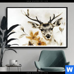 Poster Bluetenpracht Trifft Geweih Querformat Produktvorschau mit dem Bild Blütenpracht trifft Geweih im Format Querformat.