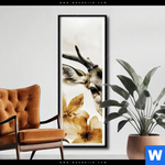 Poster Bluetenpracht Trifft Geweih Schmal Produktvorschau mit dem Bild Blütenpracht trifft Geweih im Format Schmal.