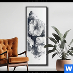 Poster Blumen Im Schwarzen Farbnebel Schmal Produktvorschau mit dem Bild Blumen im schwarzen Farbnebel im Format Schmal.