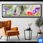 Poster Blumenwiese Mit Schmetterlingen Panorama Produktvorschau mit dem Bild Blumenwiese mit Schmetterlingen im Format Panorama.