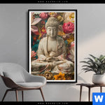 Poster Buddha In Farbenfrohen Blumen Hochformat Produktvorschau mit dem Bild Buddha in farbenfrohen Blumen im Format Hochformat.