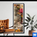 Poster Buddha In Farbenfrohen Blumen Schmal Produktvorschau mit dem Bild Buddha in farbenfrohen Blumen im Format Schmal.