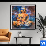 Poster Buddha In Meditation Quadrat Produktvorschau mit dem Bild Buddha in Meditation im Format Quadrat.