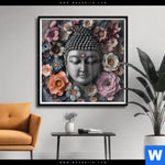 Poster Buddha Kunst Mit Pastellblueten Quadrat Produktvorschau mit dem Bild Buddha-Kunst mit Pastellblüten im Format Quadrat.