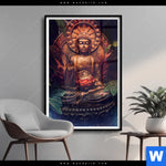 Poster Buddha Lotusbluete Hochformat Produktvorschau mit dem Bild Buddha & Lotusblüte im Format Hochformat.