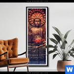 Poster Buddha Lotusbluete Schmal Produktvorschau mit dem Bild Buddha & Lotusblüte im Format Schmal.