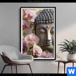 Poster Buddha Orchideen Hochformat Produktvorschau mit dem Bild Buddha & Orchideen im Format Hochformat.