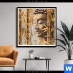 Poster Buddha Statue Im Goldenen Bambus Quadrat Produktvorschau mit dem Bild Buddha-Statue im goldenen Bambus im Format Quadrat.