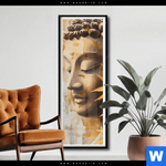 Poster Buddha Statue Im Goldenen Bambus Schmal Produktvorschau mit dem Bild Buddha-Statue im goldenen Bambus im Format Schmal.