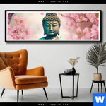 Poster Buddha Statue Mit Kirschblueten Panorama Produktvorschau mit dem Bild Buddha Statue mit Kirschblüten im Format Panorama.